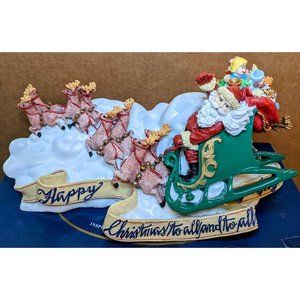 1997 Happy Christmas To All Santa Sleigh Reindeer Figurine
